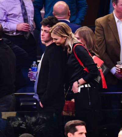 Joshua Kushner and Karlie Kloss attend Houston Rockets v New York Knicks game at Madison Square Garden on January 23, 2019 in New York City