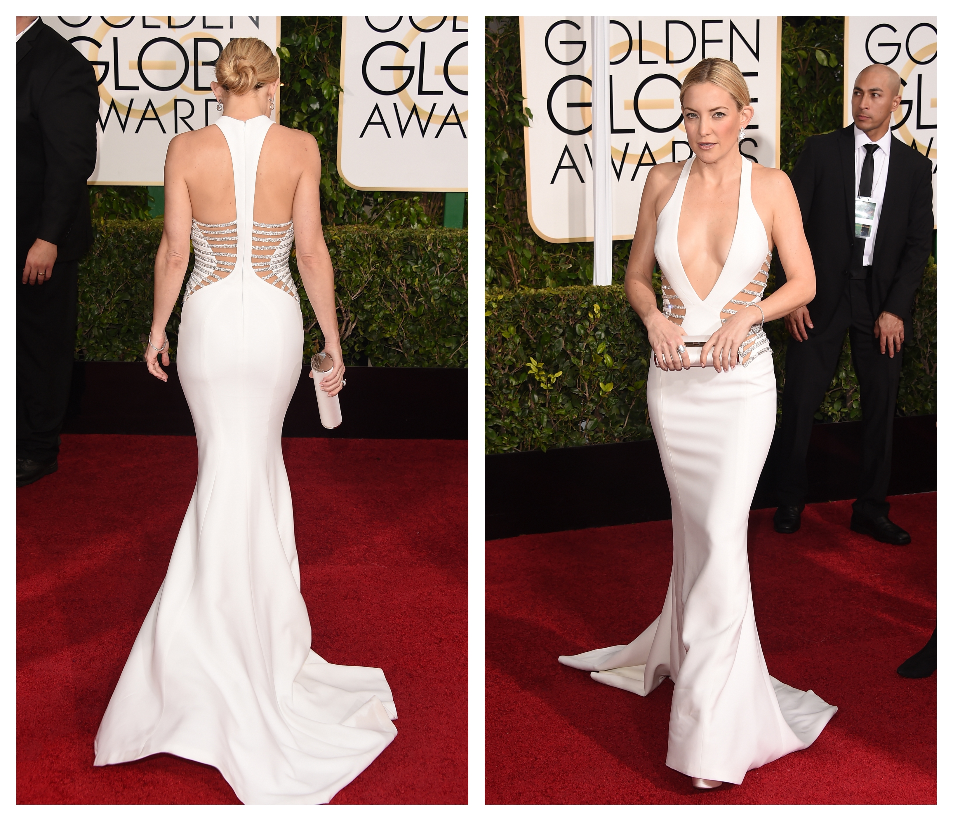 Kate Hudson, 2015 Golden Globes, White Versace Gown