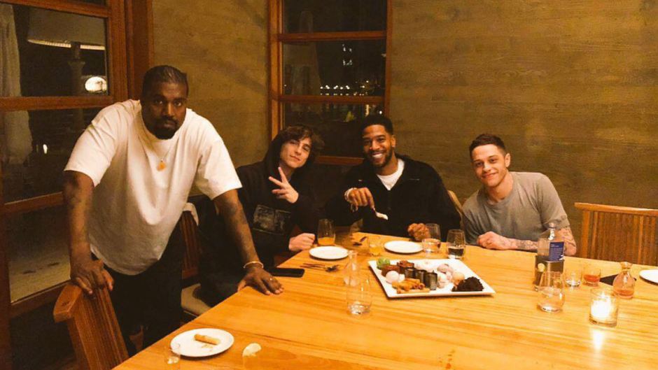 Kanye West, Kid Cudi, Timothee Chalamet, and Pete Davidson