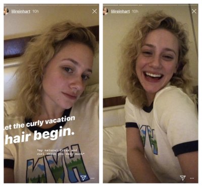 Lili Reinhart, Curly Hair, Selfie, Split Image