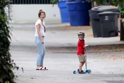 Katherine Schwarzenegger taking care of Chris Pratt's son in September