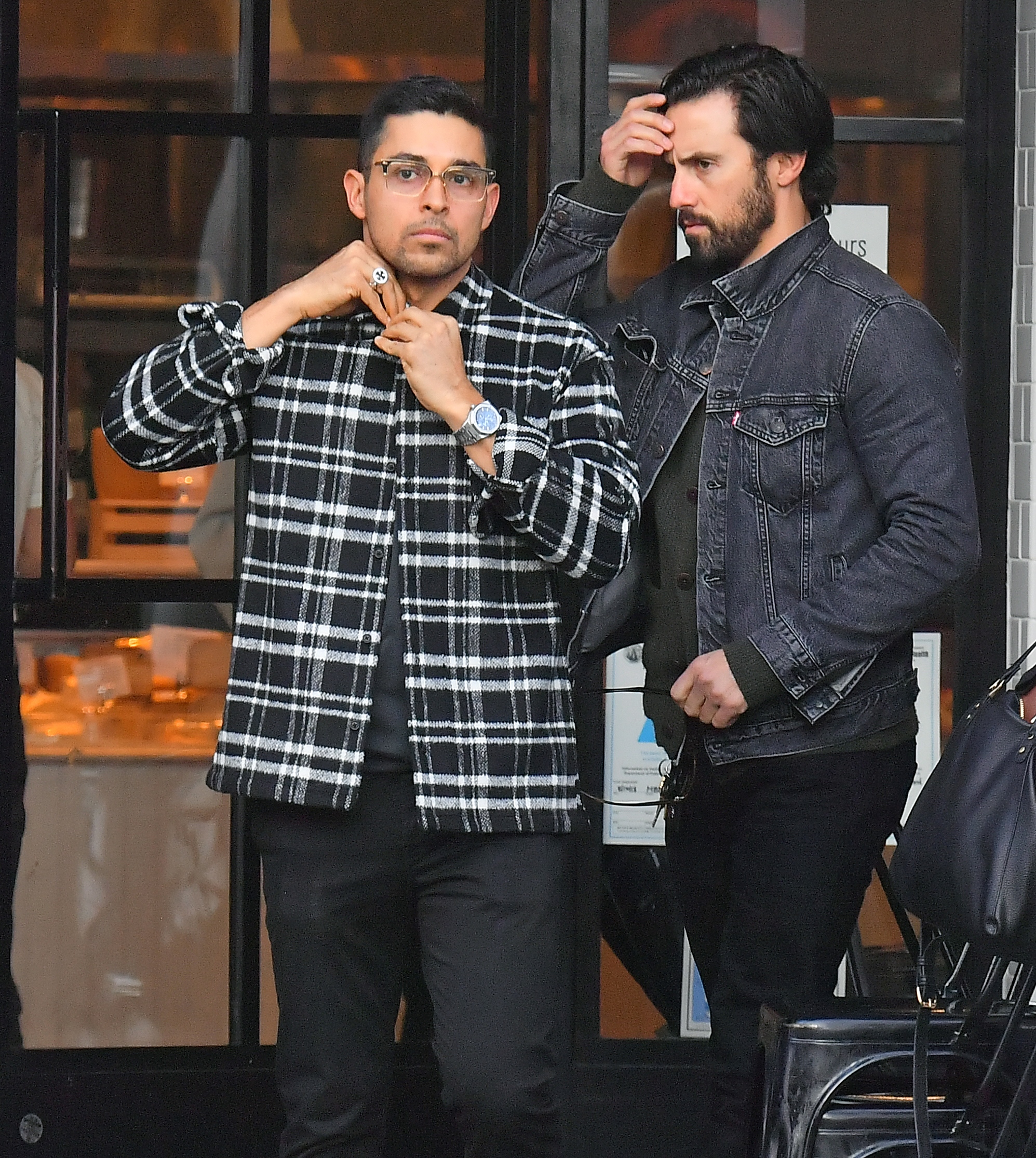 Wilmer Valderrama and his bud Milo Ventimiglia step out to lunch together.