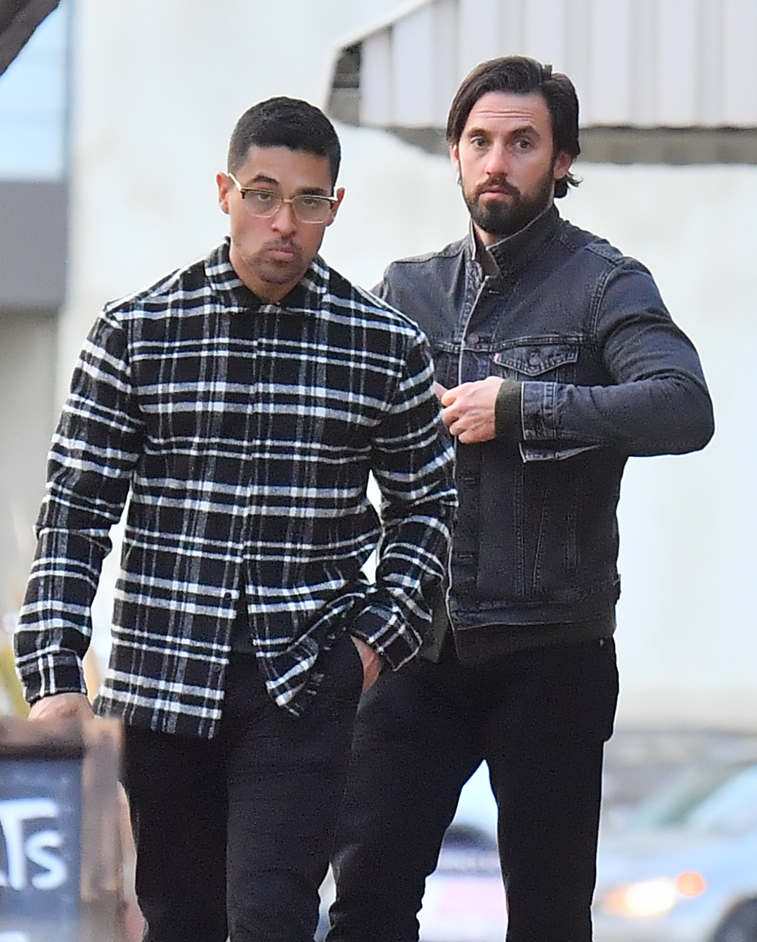 Wilmer Valderrama and his bud Milo Ventimiglia step out to lunch together.