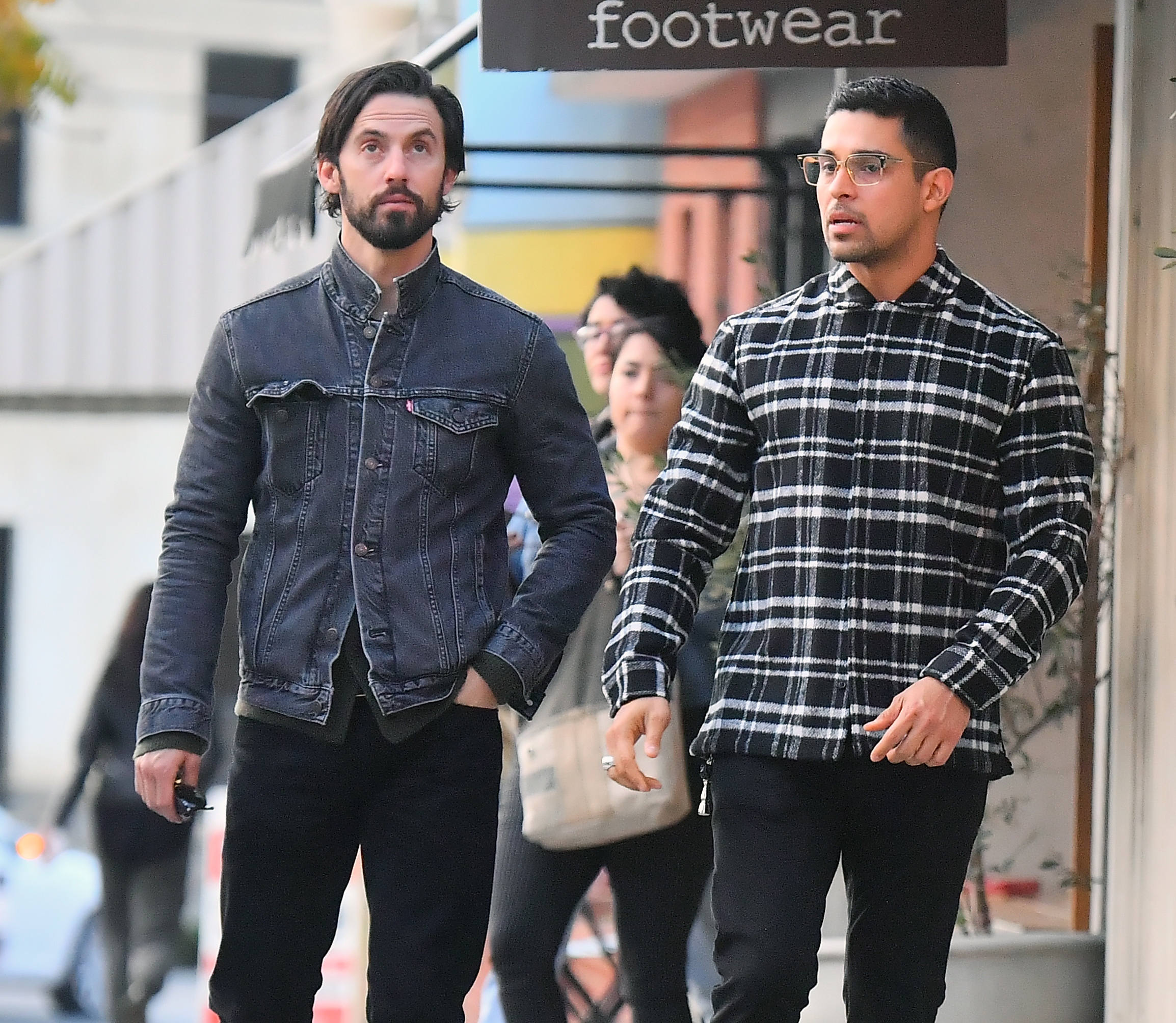 Wilmer Valderrama and his bud Milo Ventimiglia step out to lunch together.