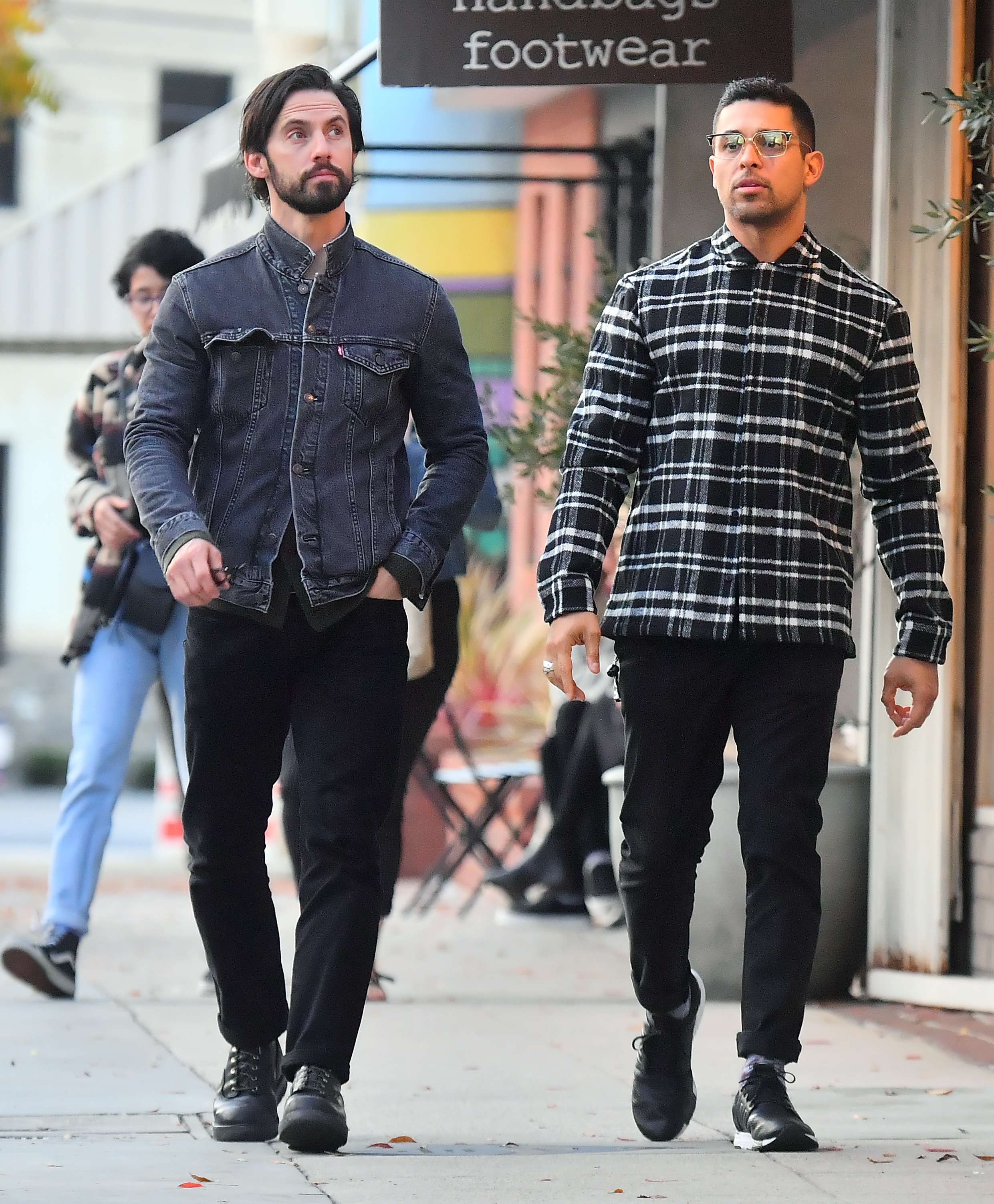 Wilmer Valderrama and his bud Milo Ventimiglia step out to lunch together.