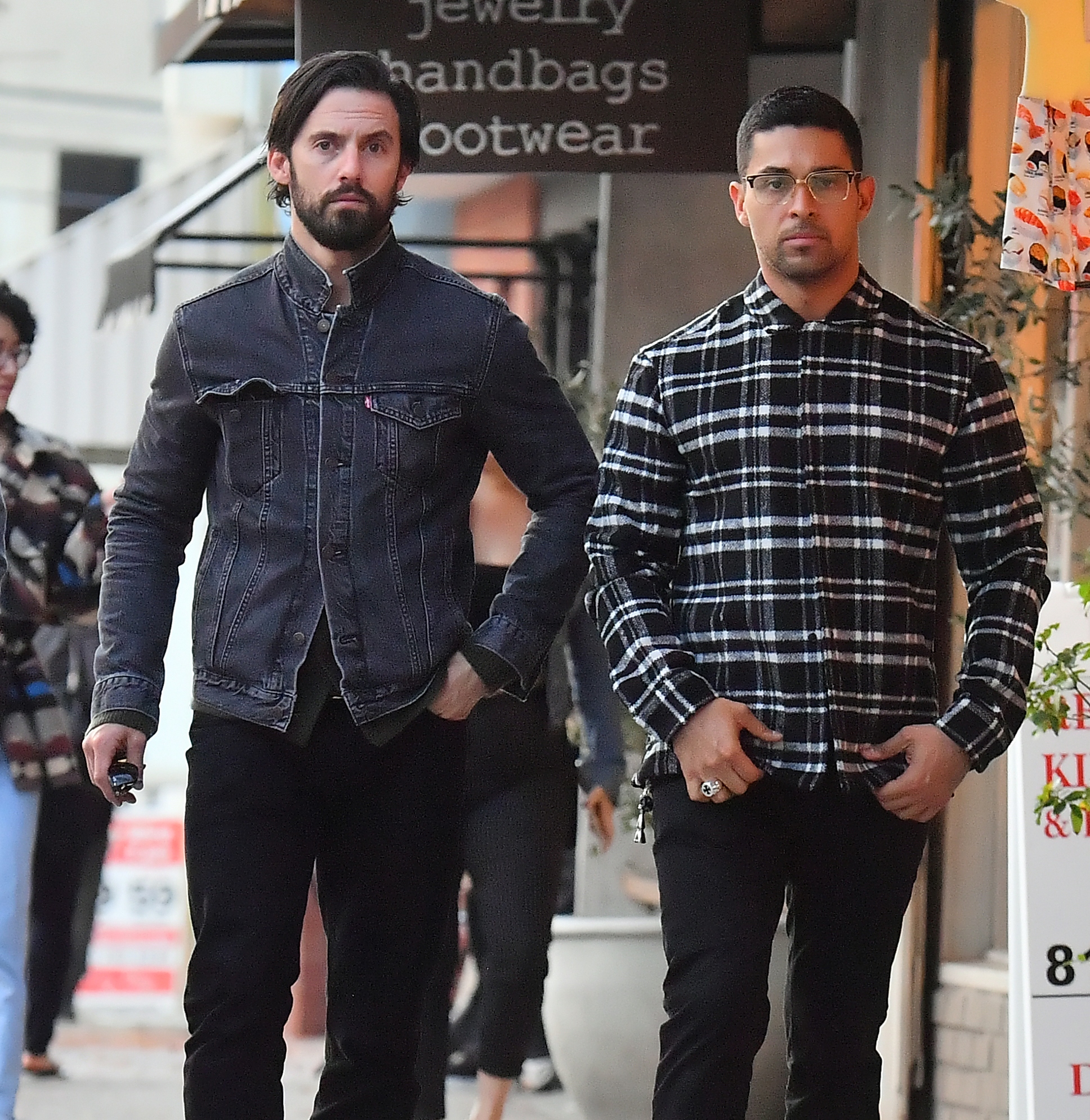 Wilmer Valderrama and his bud Milo Ventimiglia step out to lunch together.