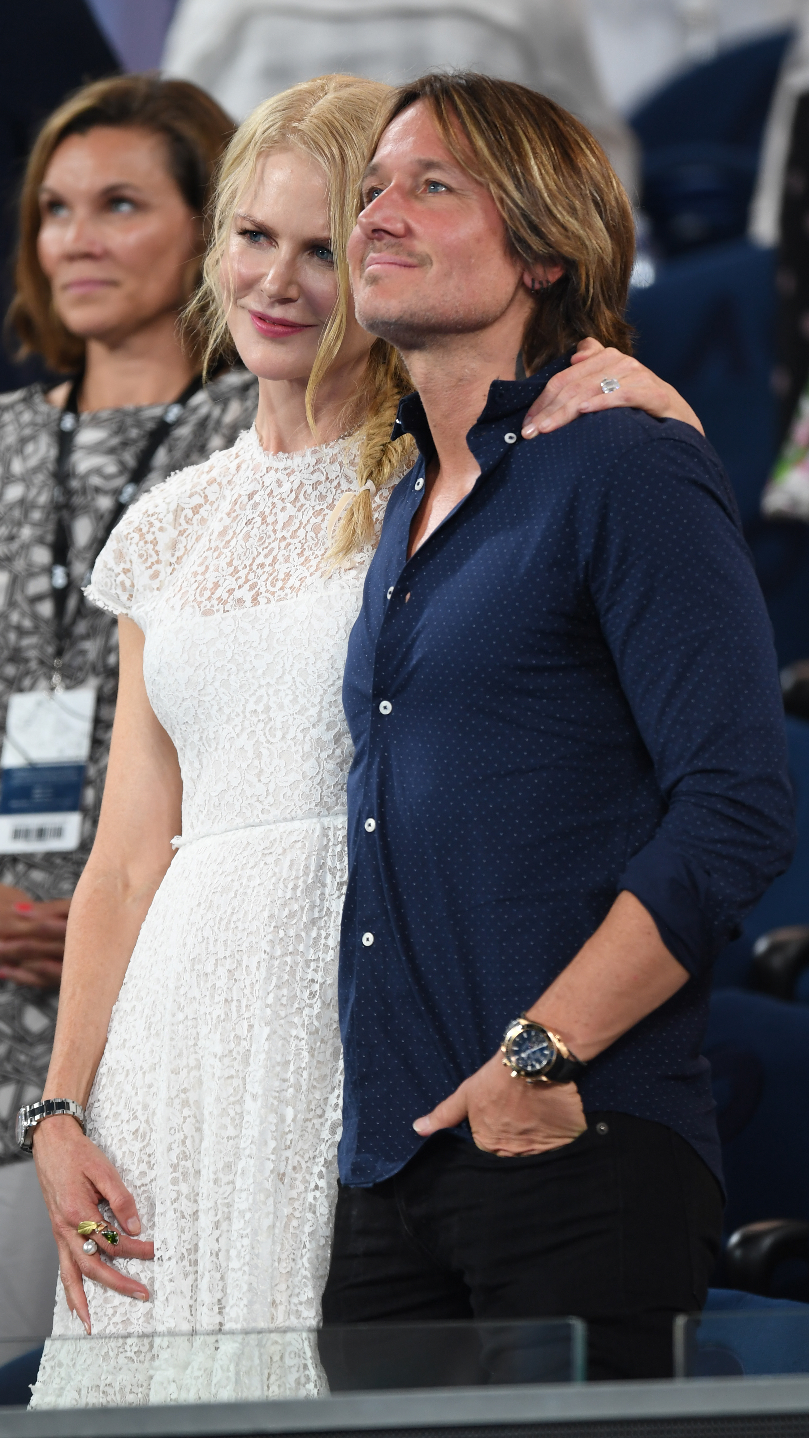 Keith Urban and Nicole Kidman watch the Australian Open