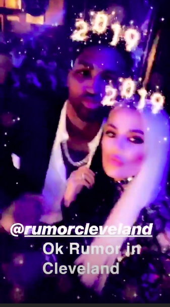 Khloe Kardashian with Tristan Thompson on New Year's Eve
