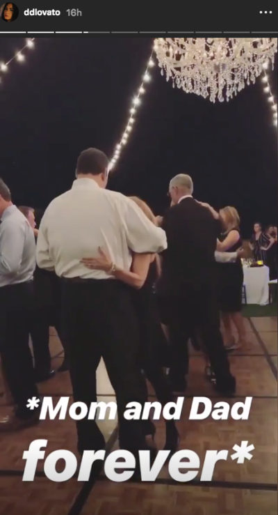 Demi Lovato instagram story of parents at wedding