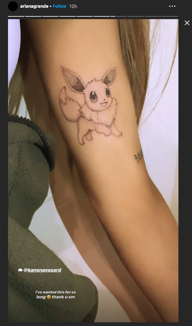 Ariana Grande Pok&eacute;mon tattoo