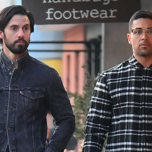 Wilmer Valderrama and Milo Ventimiglia walking side by side in LA