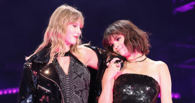 Taylor Swift and Selena Gomez performing on stage during Reputation Tour