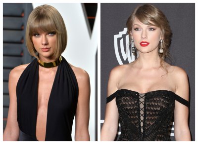 Taylor Swift, Black Dresses, Split Image