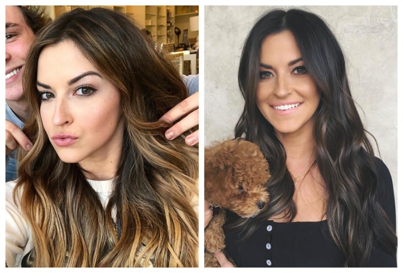 A split image of Tia Booth with 2 different kinds of hair