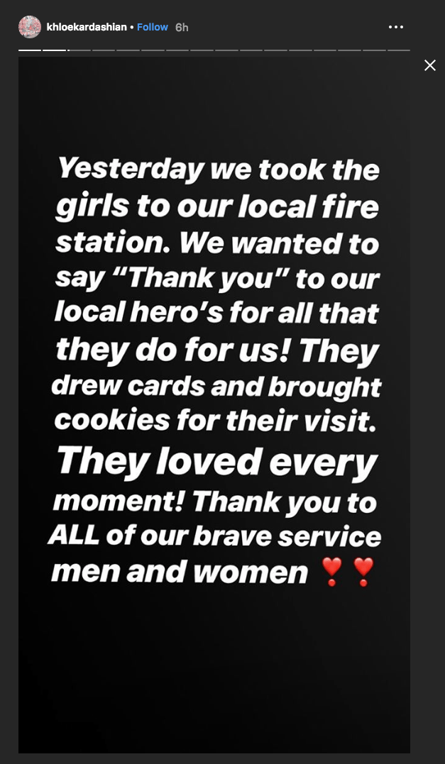 True Thompson and Dream Kardashian visiting their local firestation