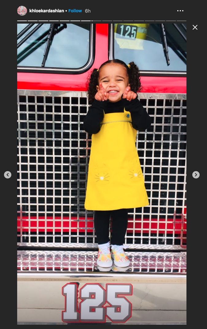 True Thompson and Dream Kardashian visiting their local firestation