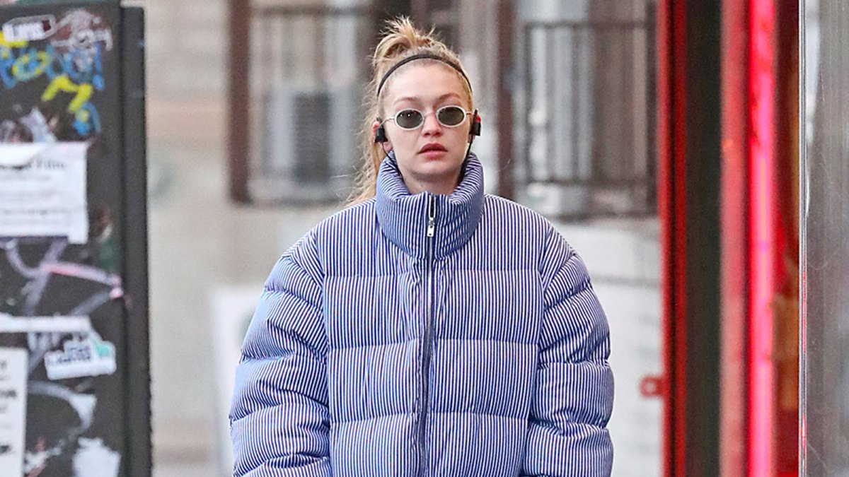 Gigi Hadid Wearing A Puffer Jacket And No Makeup Is A Mood