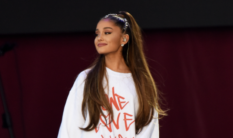 Ariana Grande performing on stage at Manchester Pride