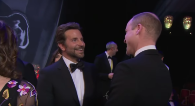 Bradley Cooper and Prince William talking at the BAFTAs