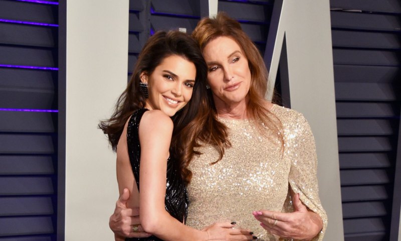 Kendall Jenner and Caitlyn Jenner posing together at the 2019 oscars vanity fair afterparty