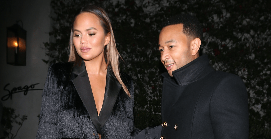 Chrissy Teigen and John Legend out to dinner in Beverly Hills wearing all black