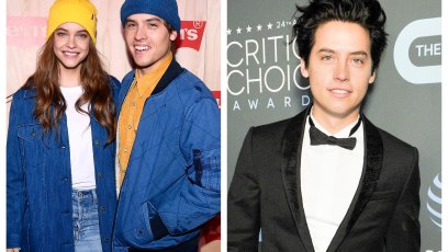 A split image of Dylan Sprouse, Barbara Palvin and Cole Sprouse