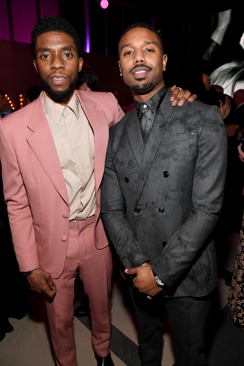 Chadwick Boseman and Michael B. Jordan 2019 Vanity Fair Oscar Party Hosted By Radhika Jones - Inside