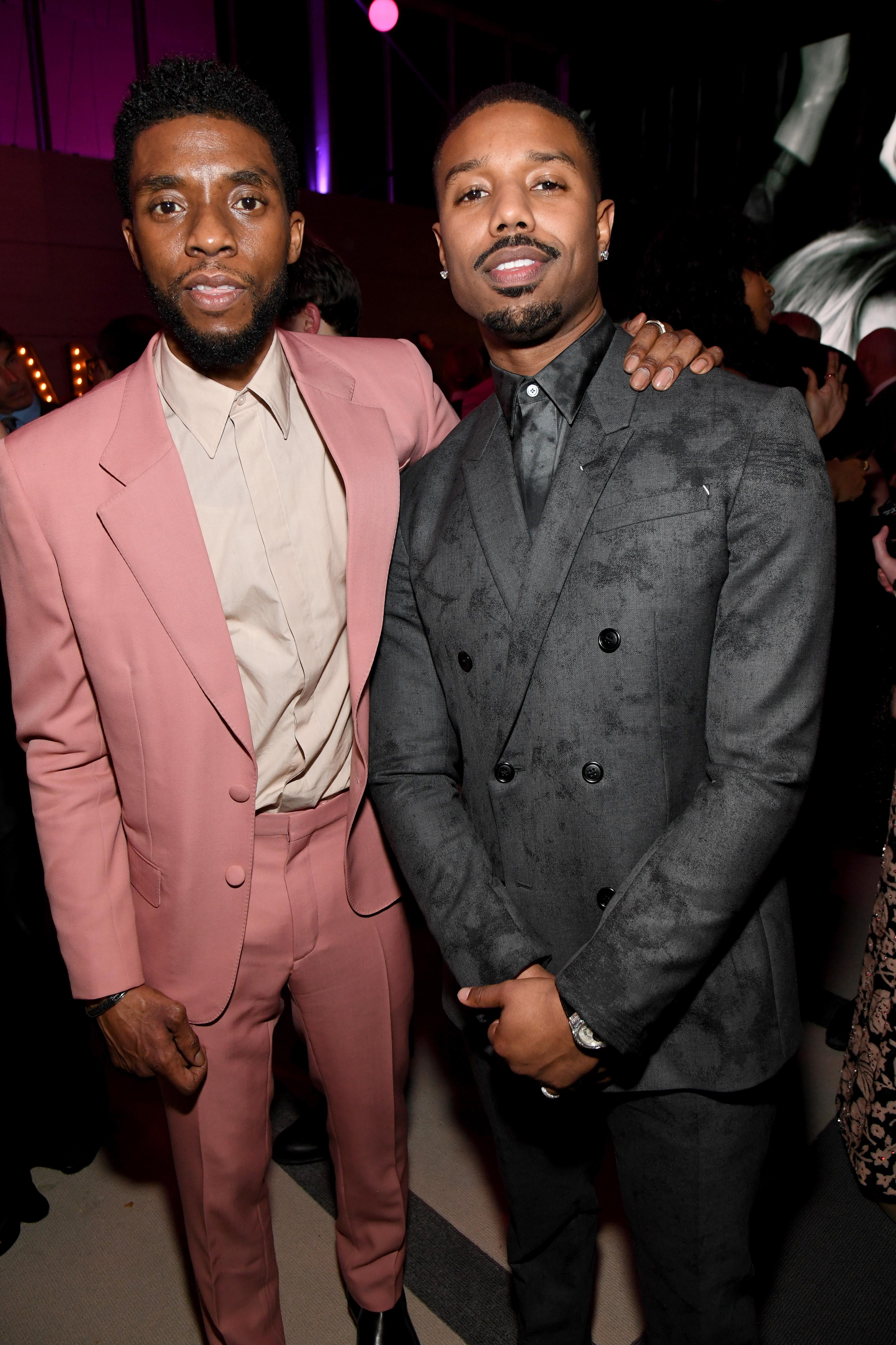 Chadwick Boseman and Michael B. Jordan 2019 Vanity Fair Oscar Party Hosted By Radhika Jones - Inside