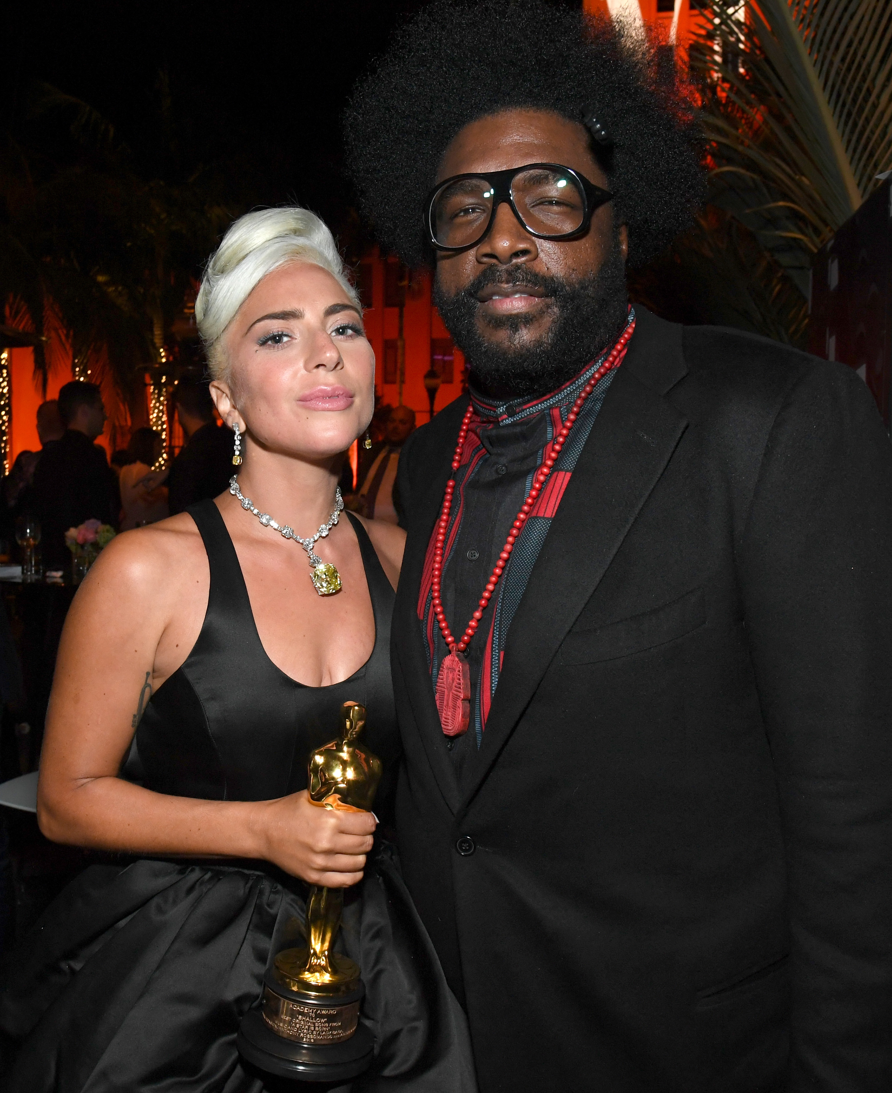Lady Gaga and Questlove 2019 Vanity Fair Oscar Party Hosted By Radhika Jones - Inside