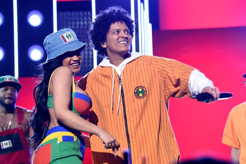 Cardi B and Bruno Mars performing Finesse 60th Annual GRAMMY Awards - Show