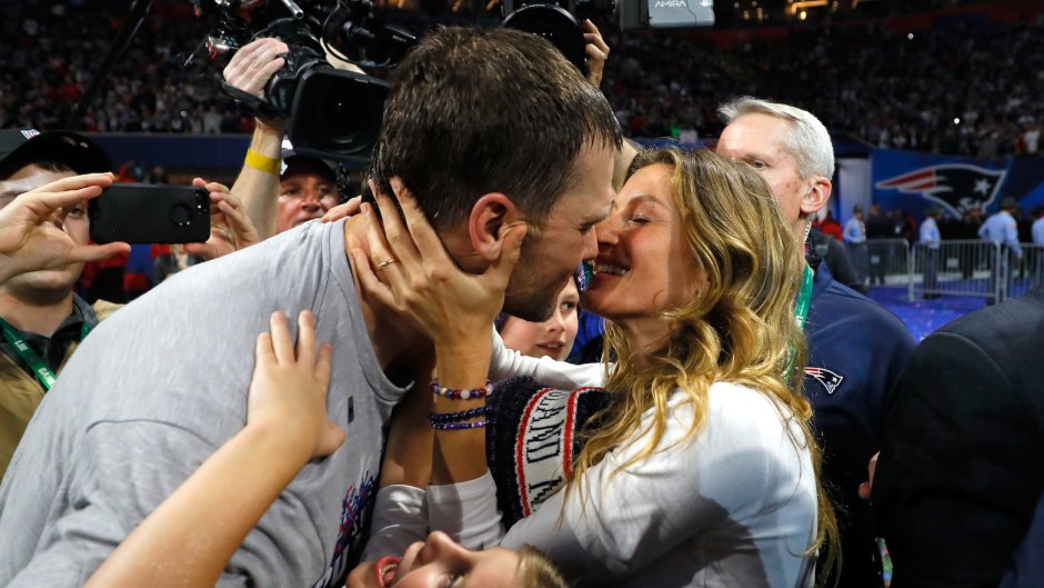 Gisele Bundchen kisses husband Tom Brady after patriots won super bowl LIII