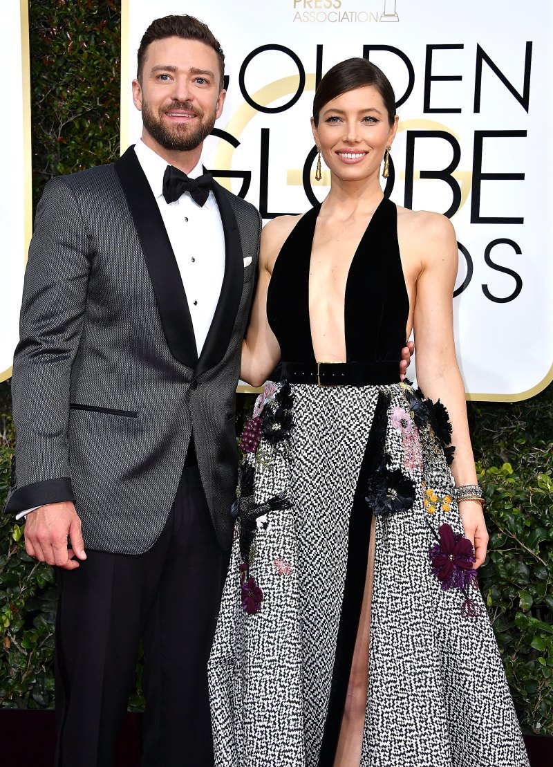 ustin Timberlake posing with wife Jessica Biel
