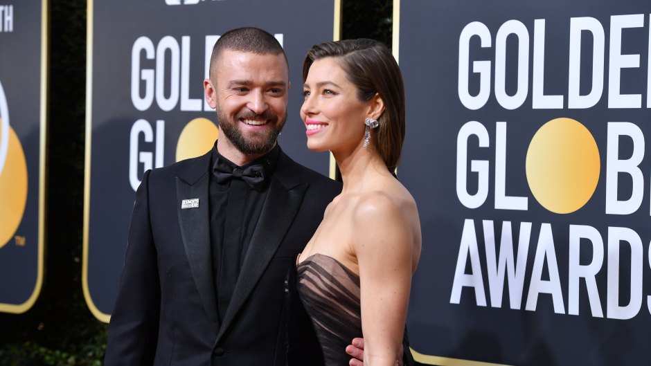 Justin Timberlake posing with wife Jessica Biel