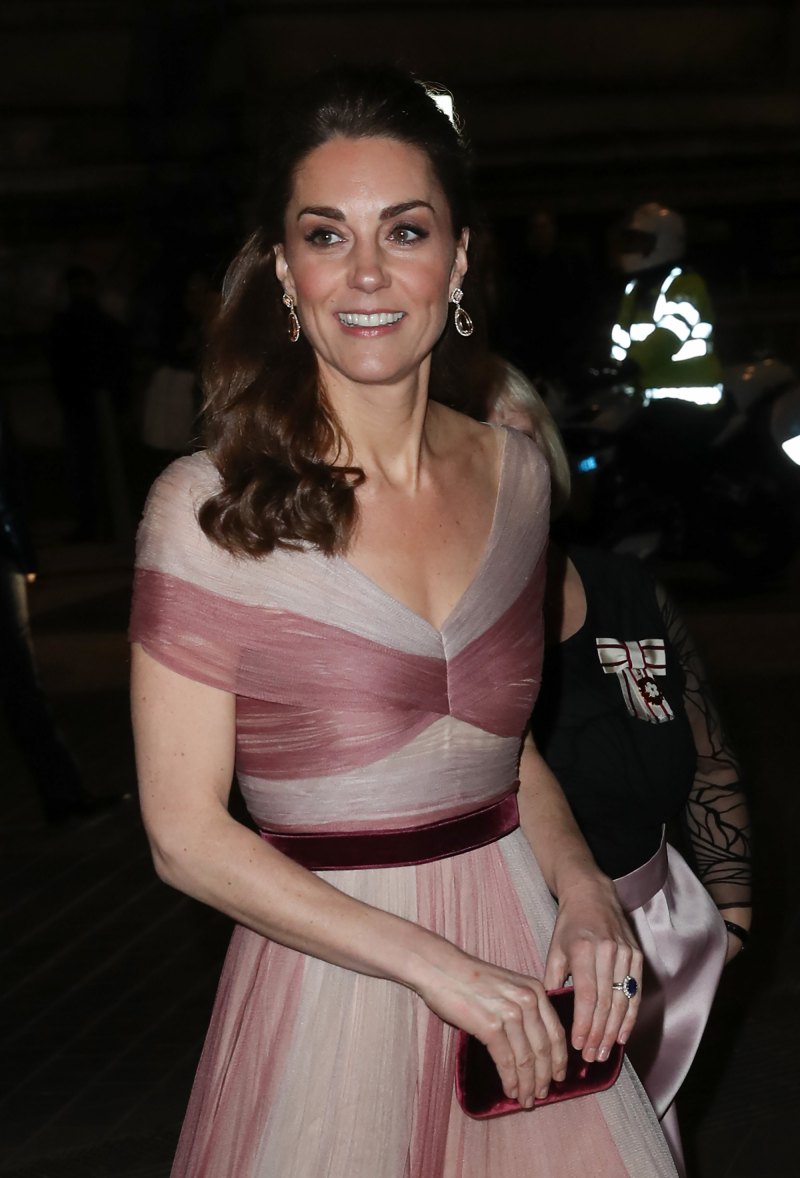 Kate Middleton in a pink gown while attending a gala in London