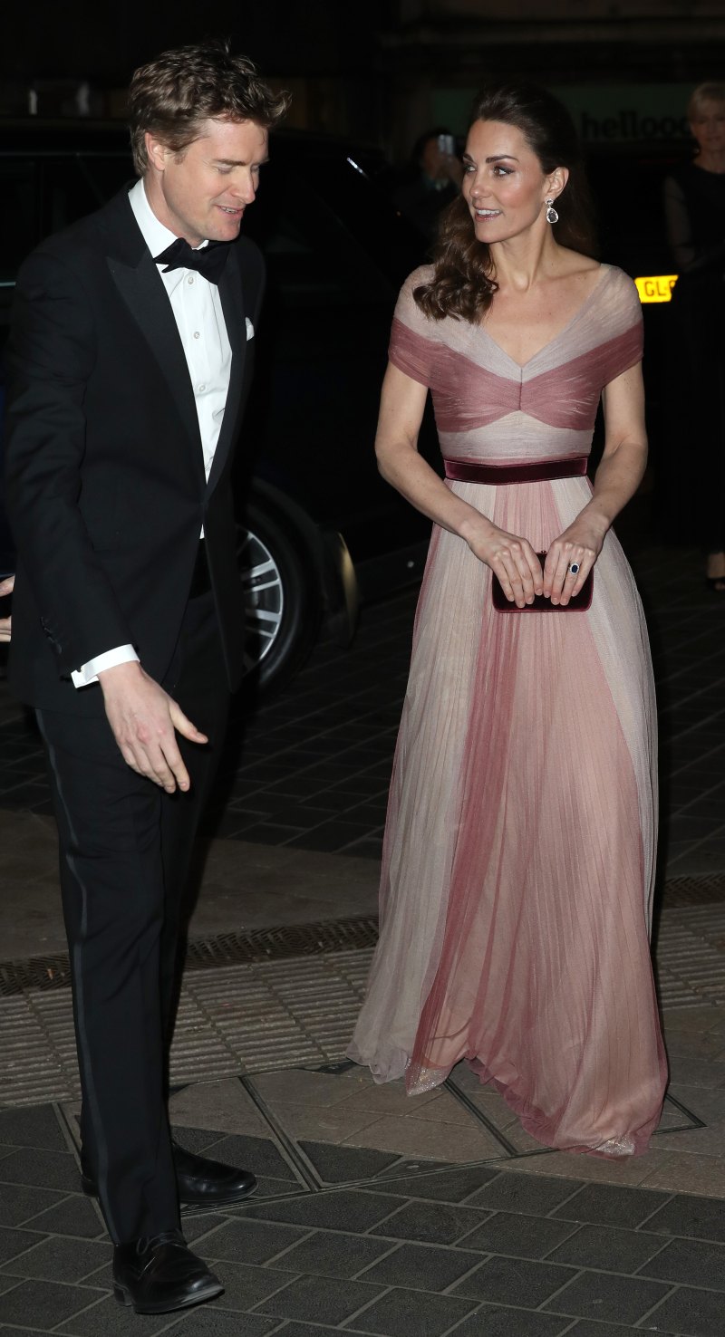 Kate Middleton in a pink gown while attending a gala in London