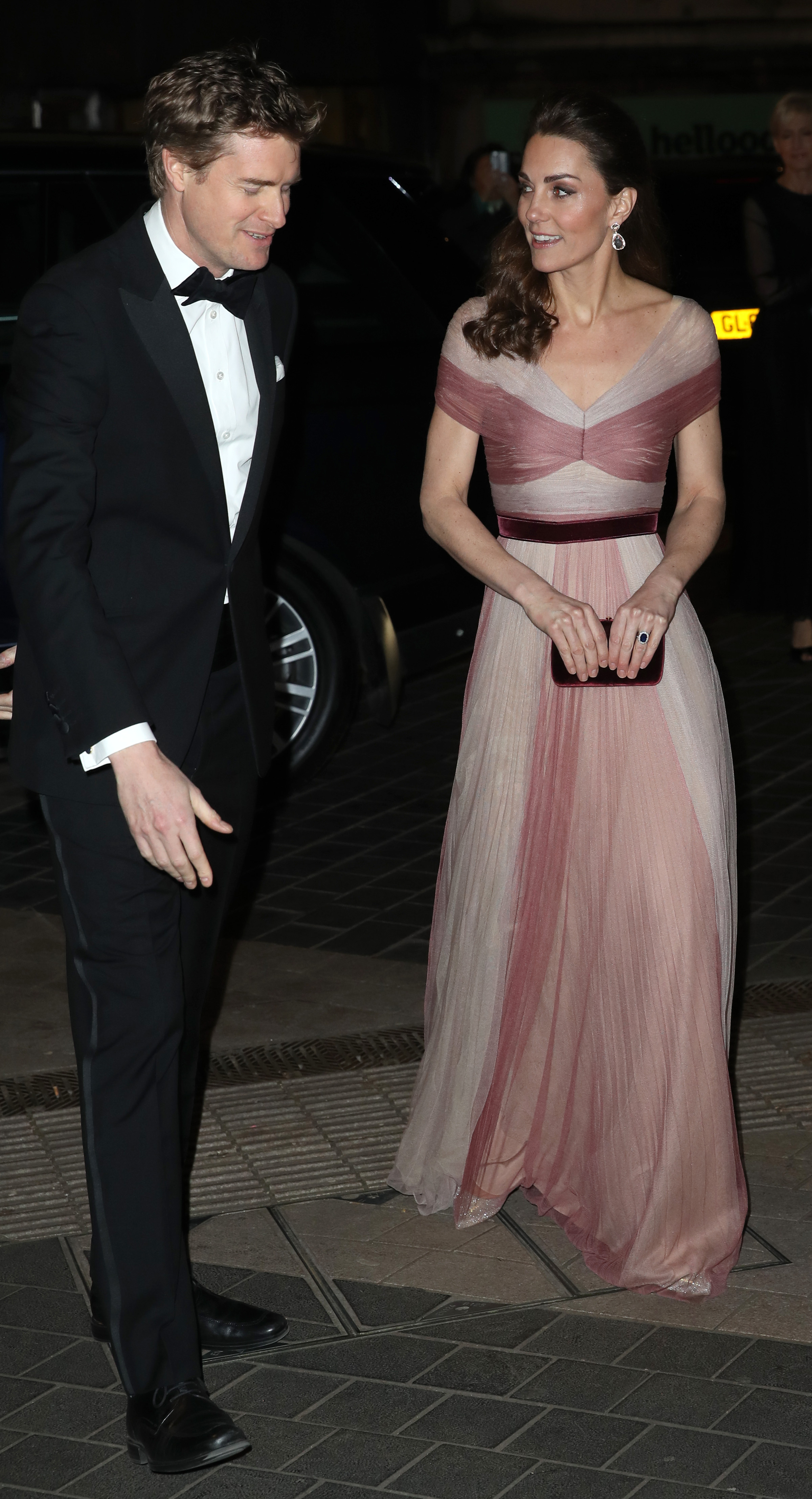 Kate Middleton in a pink gown while attending a gala in London