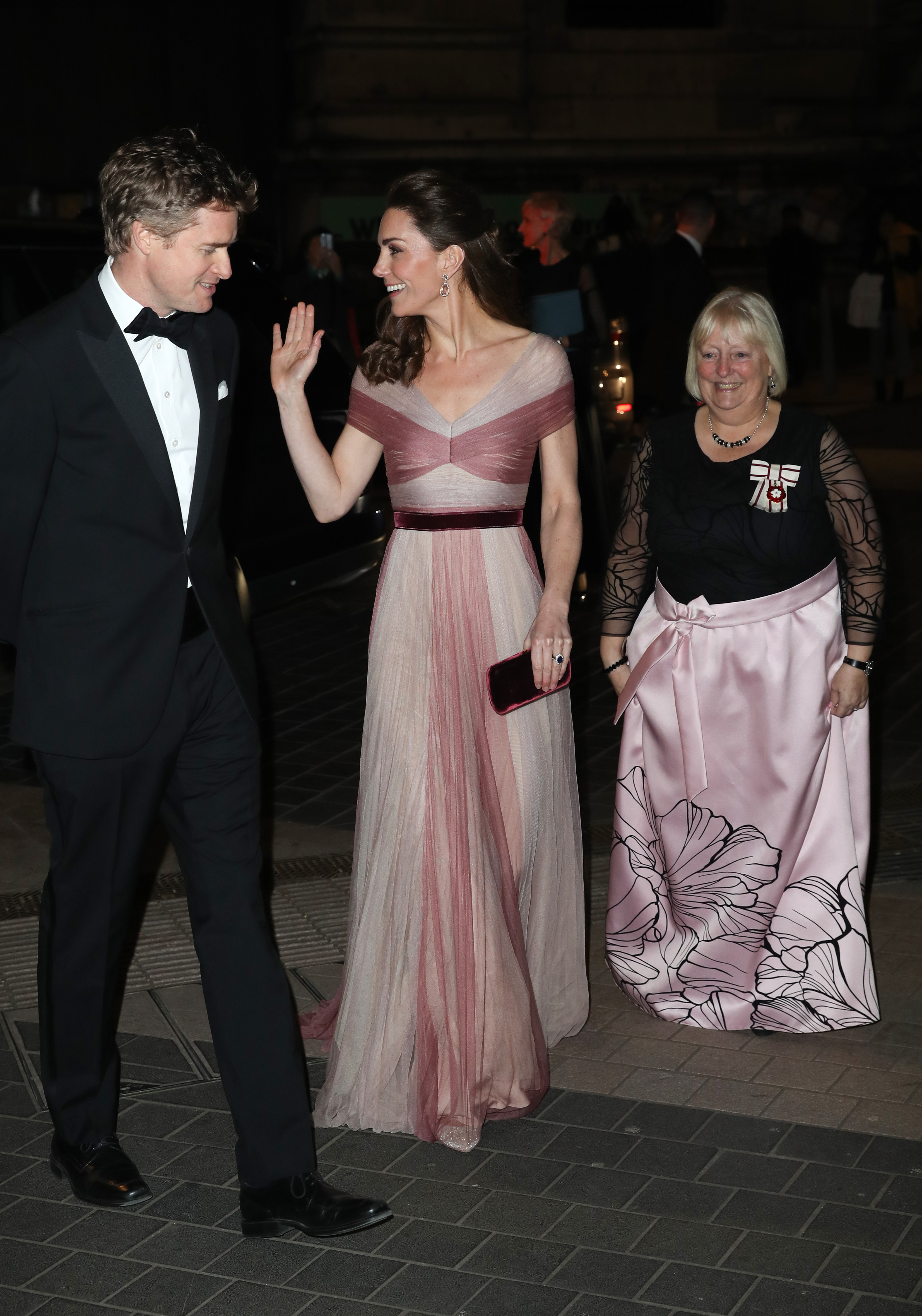 Kate Middleton in a pink gown while attending a gala in London