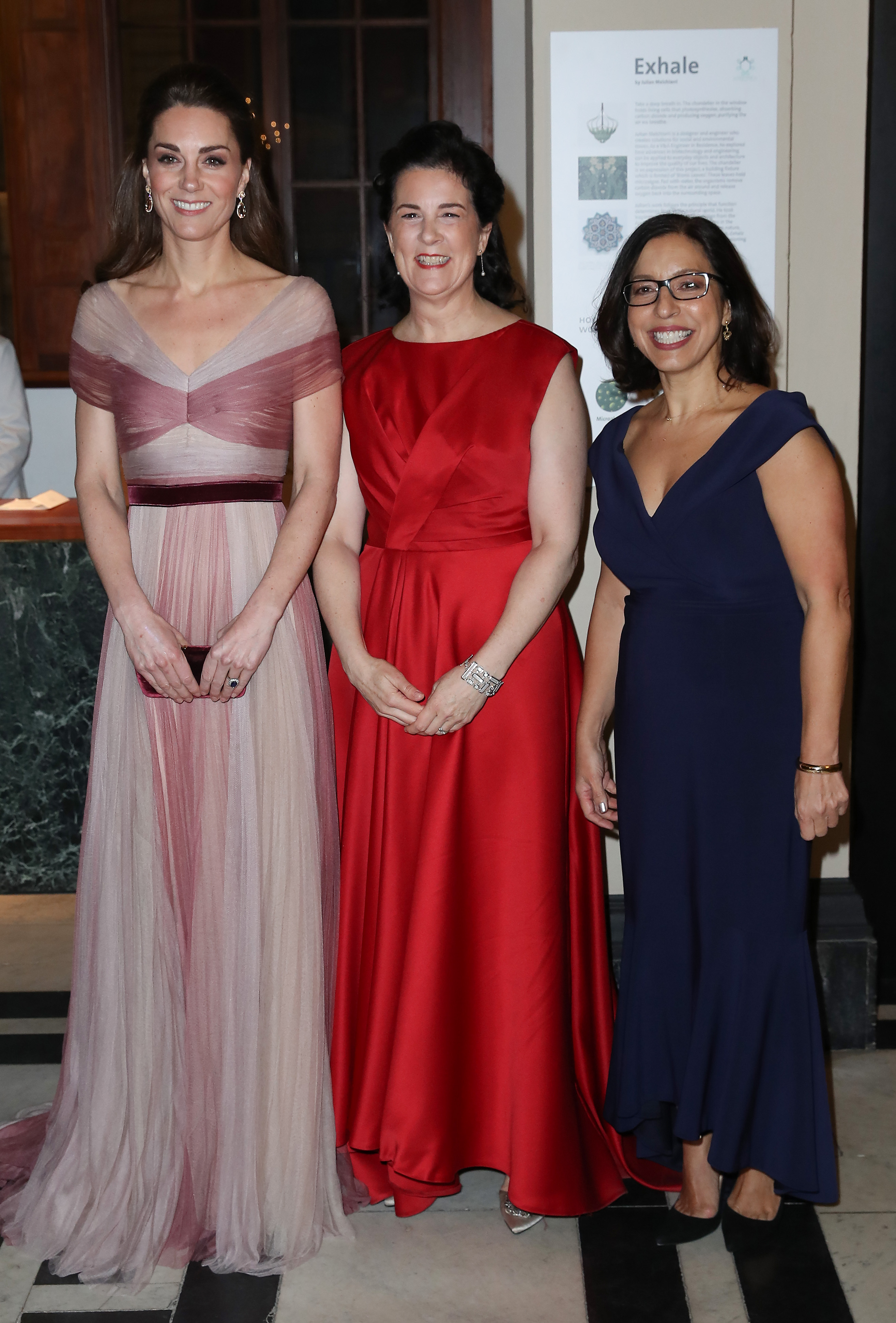 Kate Middleton in a pink gown while attending a gala in London