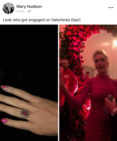 Katy Perry engagement ring from mom facebook post