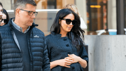 Meghan Markle wearing all black walking in NYC