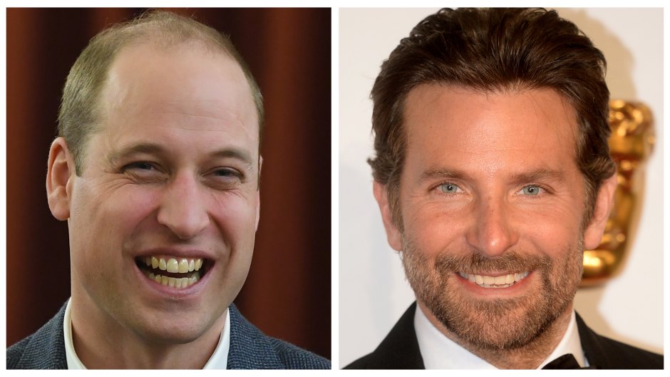 A split image of Prince William and Bradley Cooper