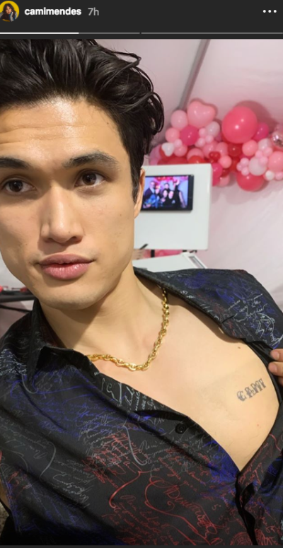 Charles Melton Camila Mendes instagram story of her name tattooed on him