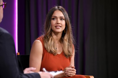 Jessica alba in orange dress