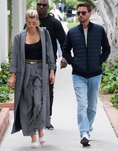 Scott Disick Wears Jeans and a Blue Jacket With Ex Sofia Richie in Grey Suit