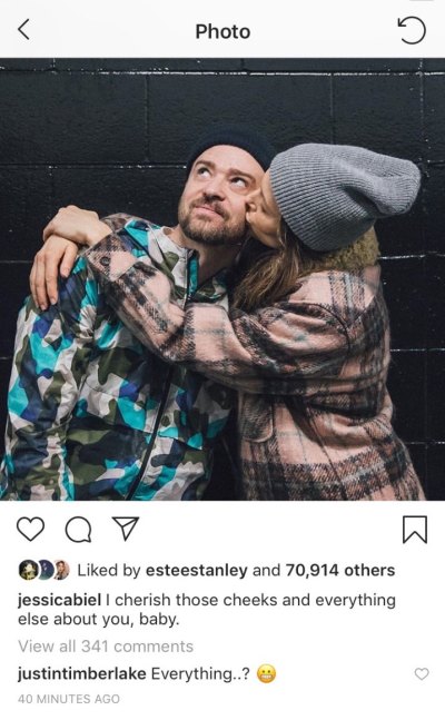 Jessica Biel Justin Timberlake instagram comments