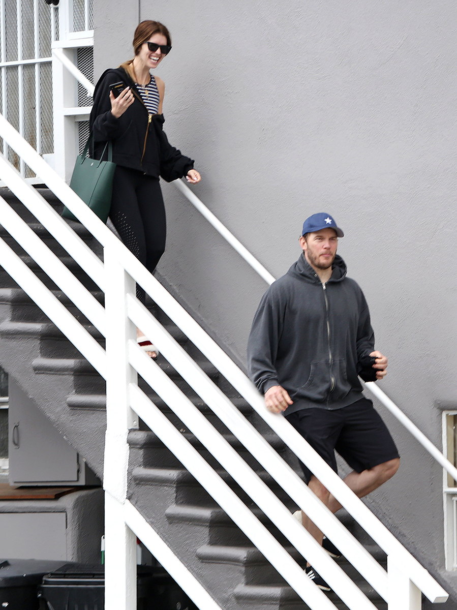 Chris Pratt and Fiancee Katherine Schwarzenegger Are All Smiles Leaving the Gym