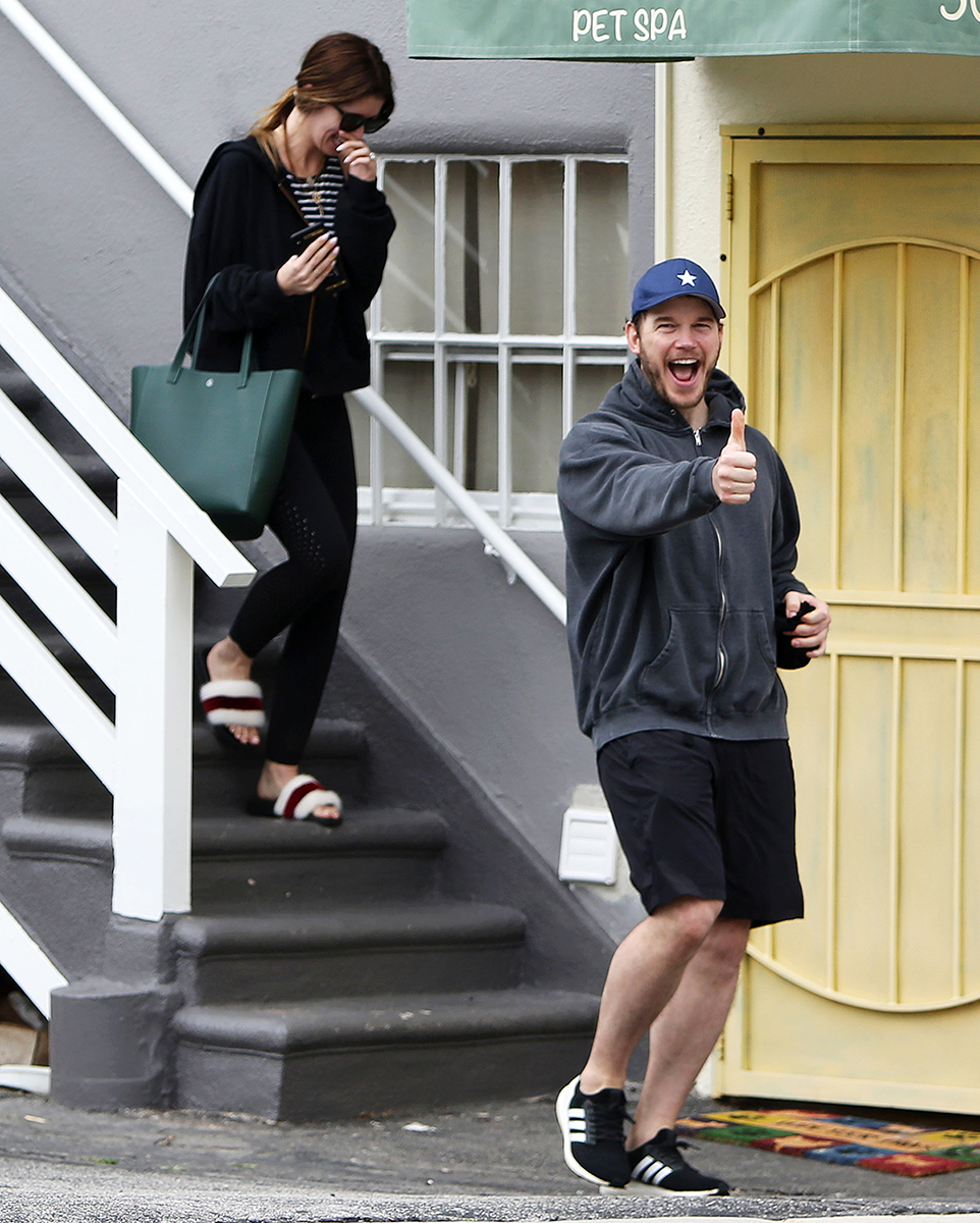 Chris Pratt and Fiancee Katherine Schwarzenegger Are All Smiles Leaving the Gym