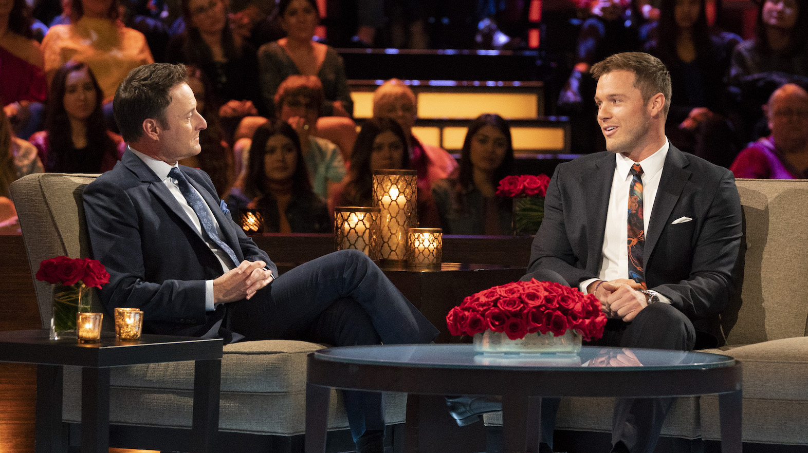 Colton Underwood and Chris Harrison