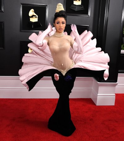 Cardi B grammys oyster dress