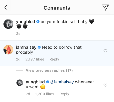 Halsey and Yungblud flirty exchange on instagram
